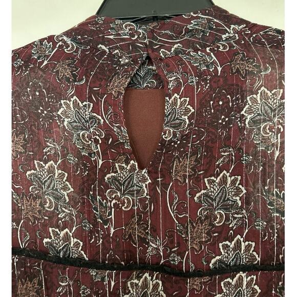 ZARA High Neck Sheer Floral Lace Bishop Sleeve  Babydoll Top Size Medium - Picture 9 of 14